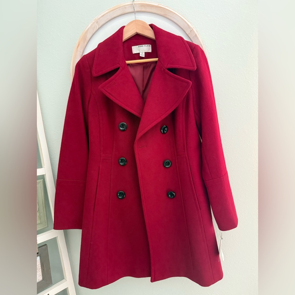 Anne Klein Classic Red Pea Coat